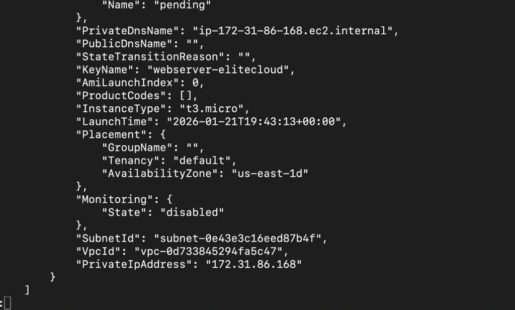 Successful creation of EC2 Instance