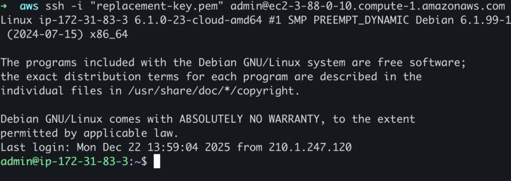 How to Change EC2 Key Pair Practical Guide elite cloud_005 | Elite Cloud Connecting to EC2 instance with replacement private key
