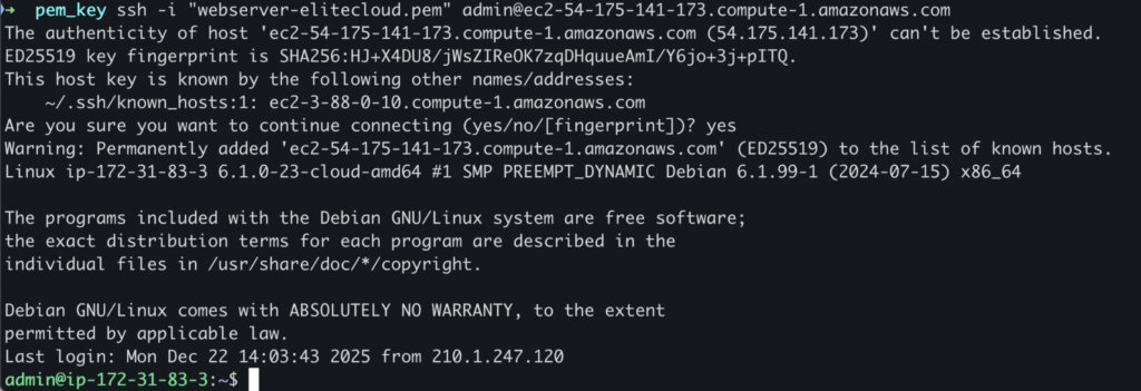 How to Change EC2 Key Pair Practical Guide elite cloud_014 | Elite Cloud Connecting to EC2 instance using the changed private key