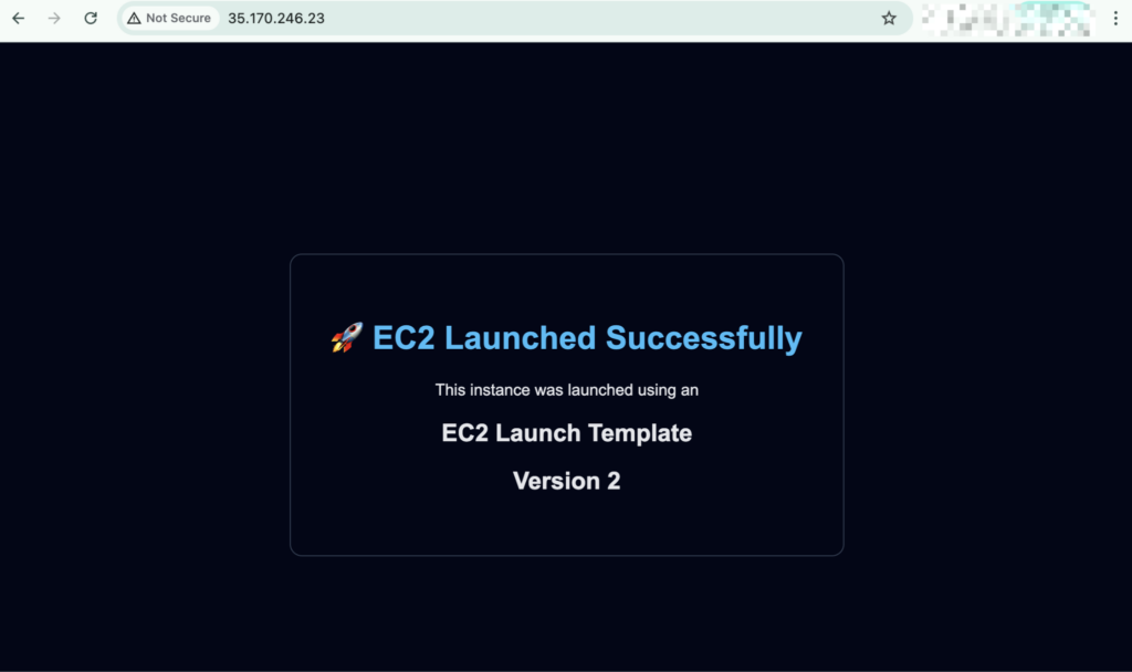 Successful Launch of Version 2 Launch Template instance