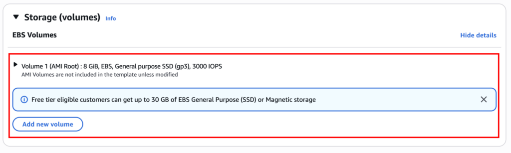 Adding storage for template