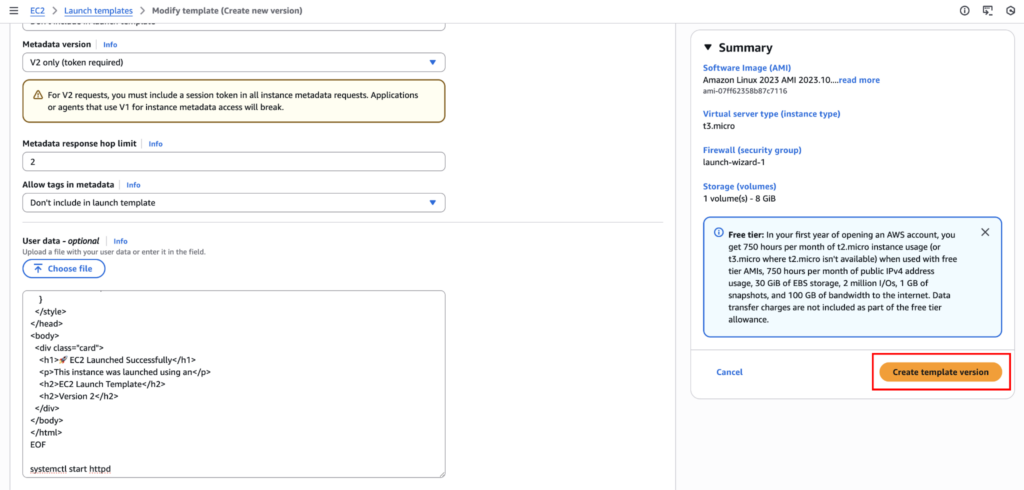 Updating the Launch template