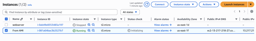 Successful Creation of EC2 instance form AMI