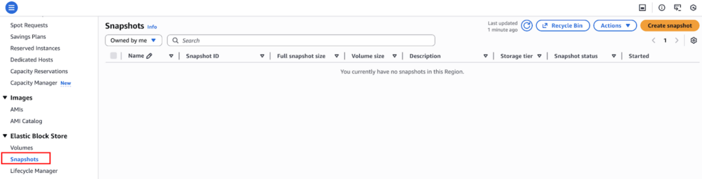 Confirming snapshot deletion form snapshot dashboard