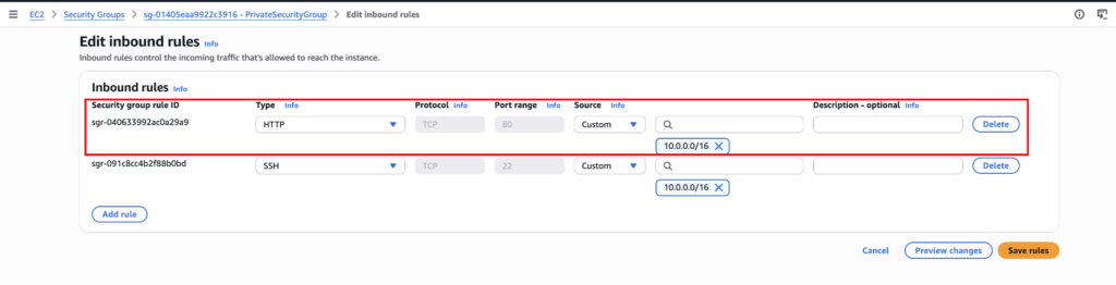Adding HTTP rule for accessing website over vpn