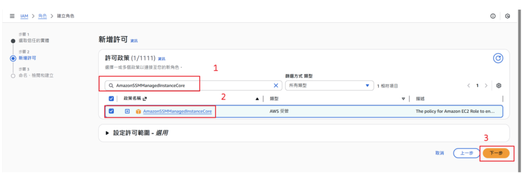 加入 SSM 權限策略
